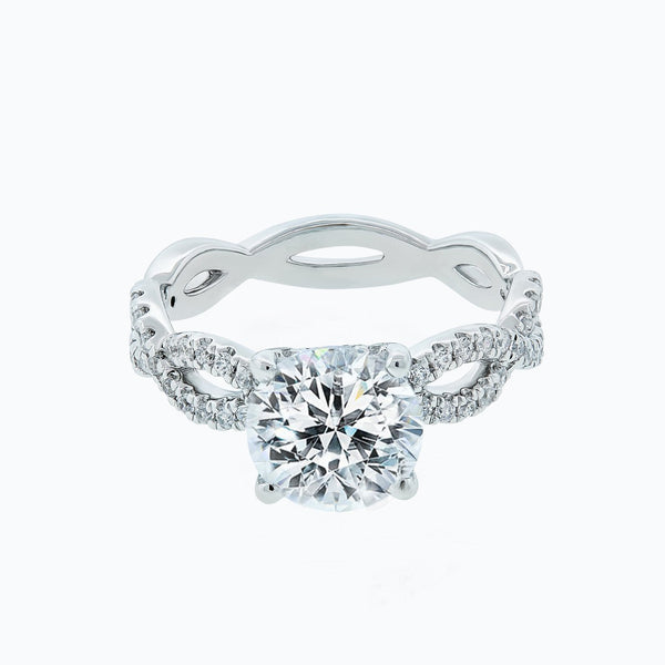 2.0 CT Round Criss - Cross Pave CVD F/VS2 Diamond Engagement Ring