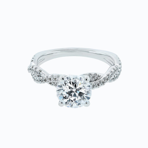 1.50 CT Round Twisted Pave CVD F/VS2 Diamond Engagement Ring