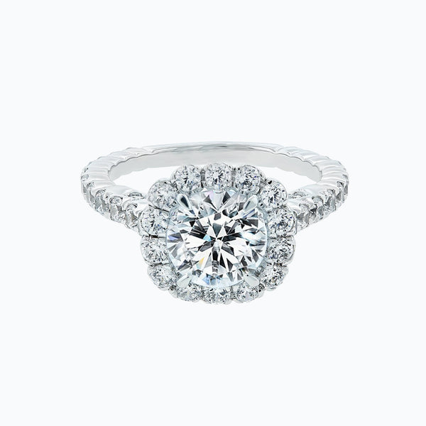 2.0 CT Round Halo CVD F/VS2 Diamond Engagement Ring