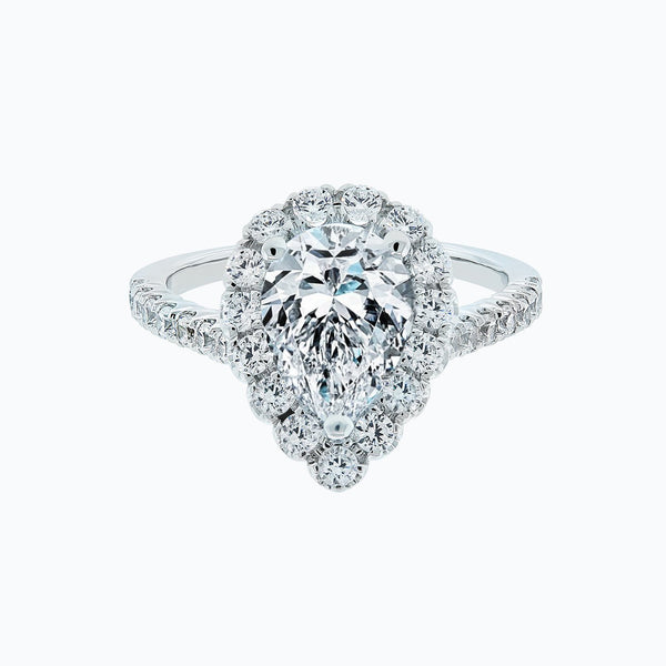2.0 CT Pear Halo CVD F/VS2 Diamond Engagement Ring