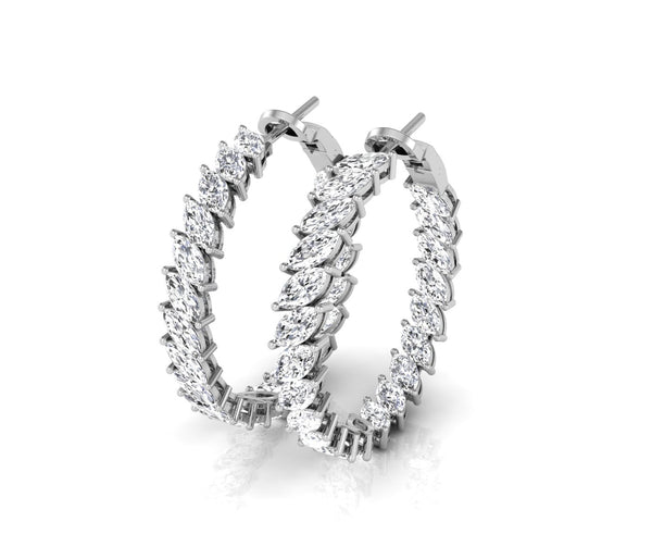 Marquise Cut Hoops Diamond Earrings for Women