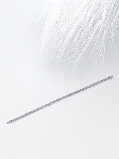 Emerald Cut Moissanite Diamond Tennis Bracelet for Her in White Gold
