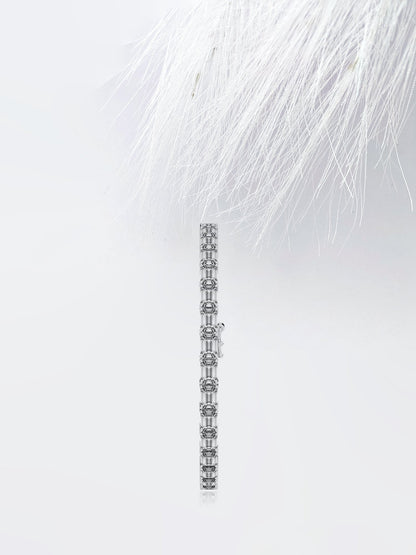 Emerald Cut Moissanite Diamond Tennis Bracelet 14K Solid White Gold