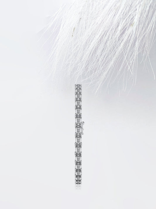 Emerald Cut Moissanite Diamond Tennis Bracelet 14K Solid White Gold