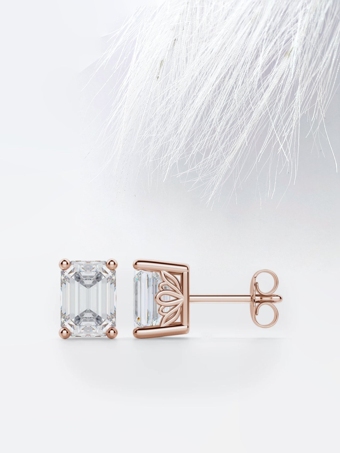 emerald cut moissanite diamond studs earrings for women