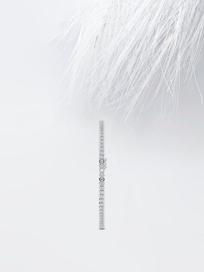 Half Bezel Round Moissanite Diamond Tennis Bracelet 14K White Gold