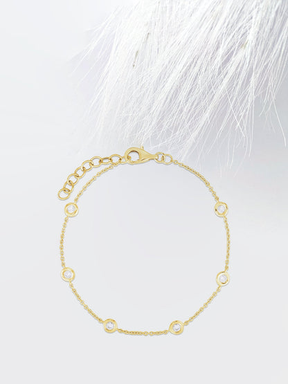 Bezel Set Round Cut Moissanite Diamond Bracelet for women