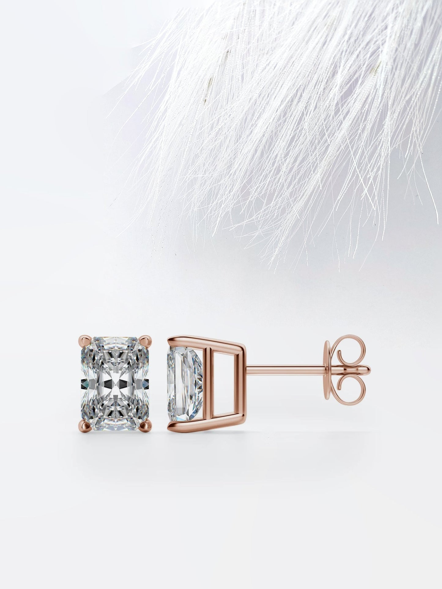 radiant cut moissanite diamond studs earrings for women