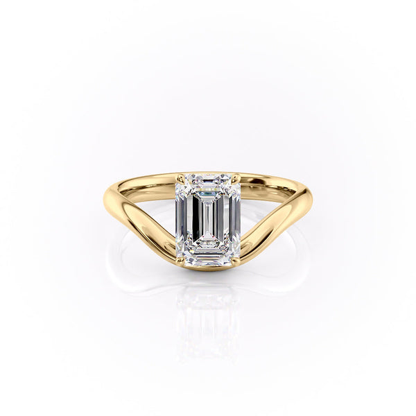 1.50CT-2.50CT Emerald Cut Moissanite Diamond Unique Wave Engagement Ring