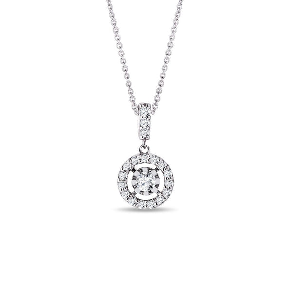 0.34 TCW Round Moissanite Diamond Halo Pendent Necklace