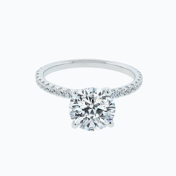 2.0 CT Round Solitaire & Pave CVD F/VS2 Diamond Engagement Ring