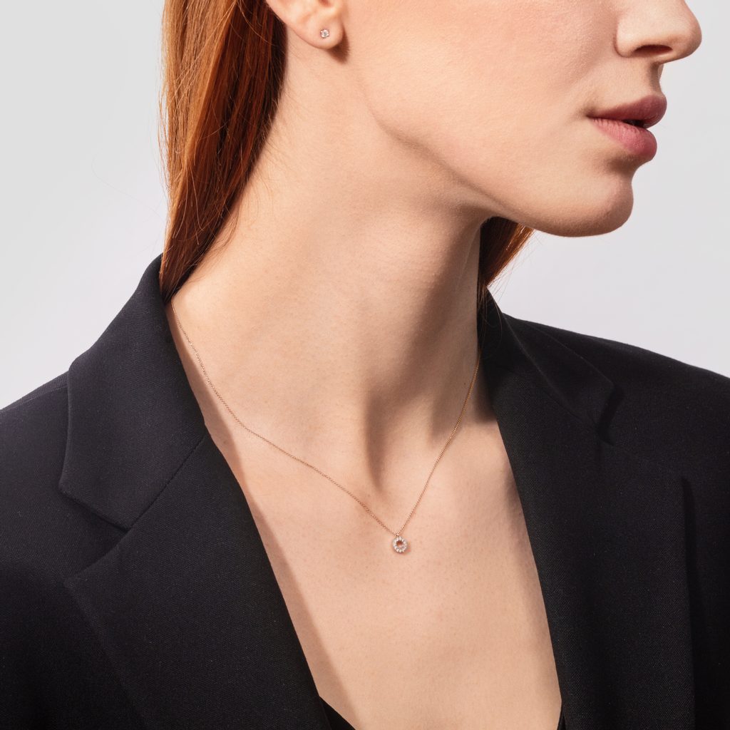 0.10 tcw round moissanite diamond circle pendent necklace