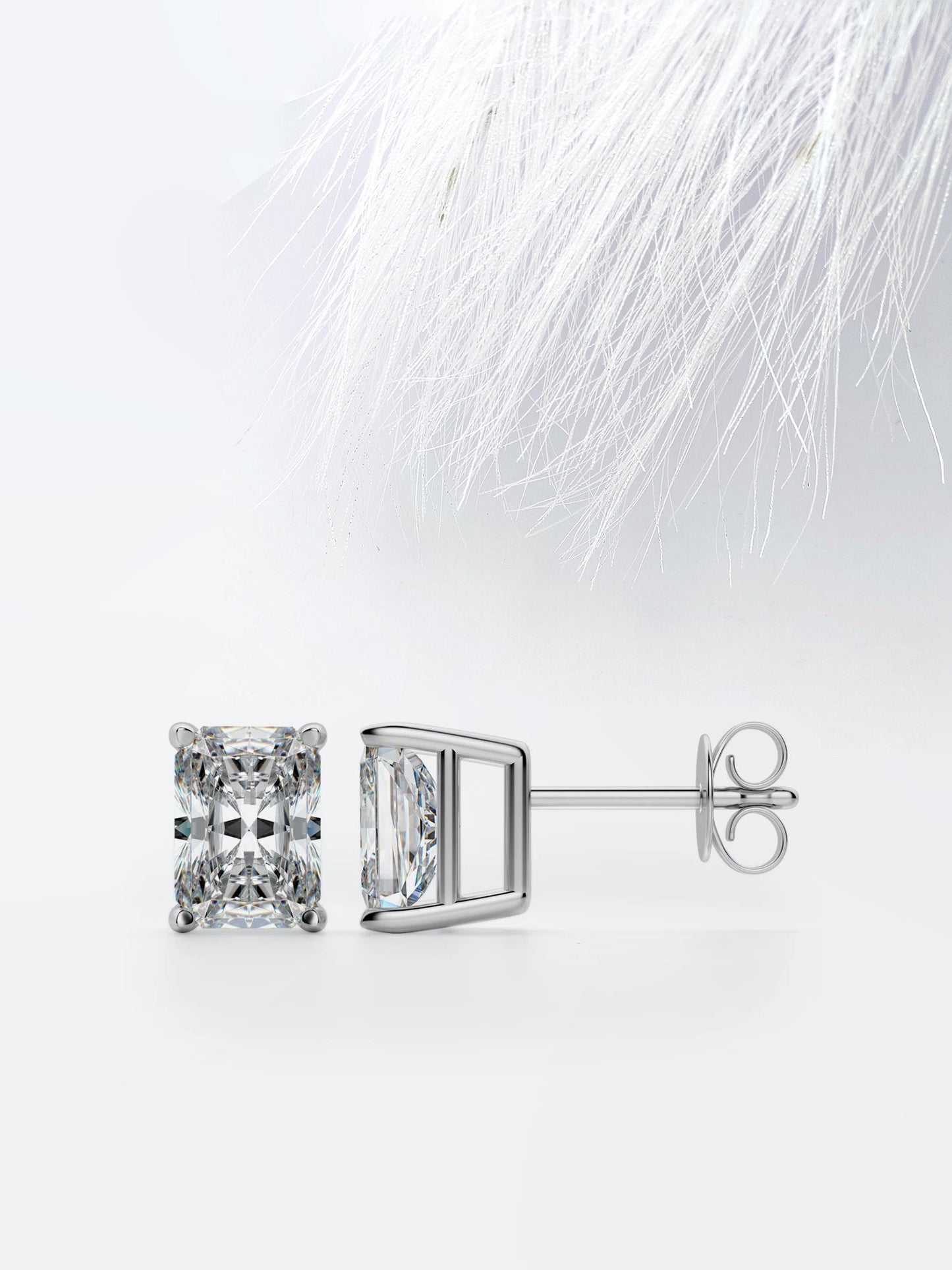 radiant cut moissanite diamond studs earrings for women