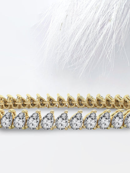 Pear Moissanite Diamond Tennis Bracelet 14K Solid Rose Gold