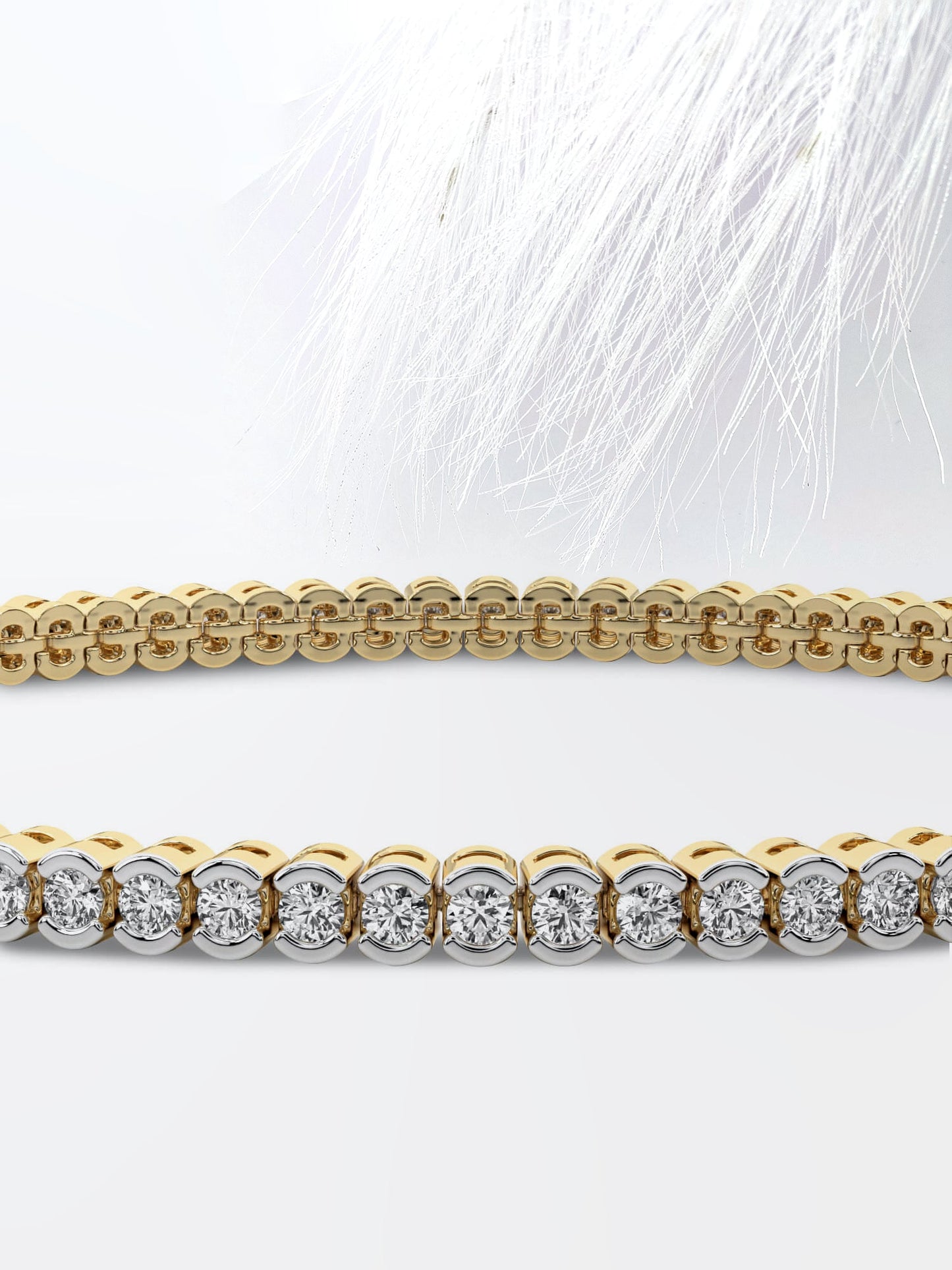 half bezel round moissanite diamond tennis bracelet 14k white gold