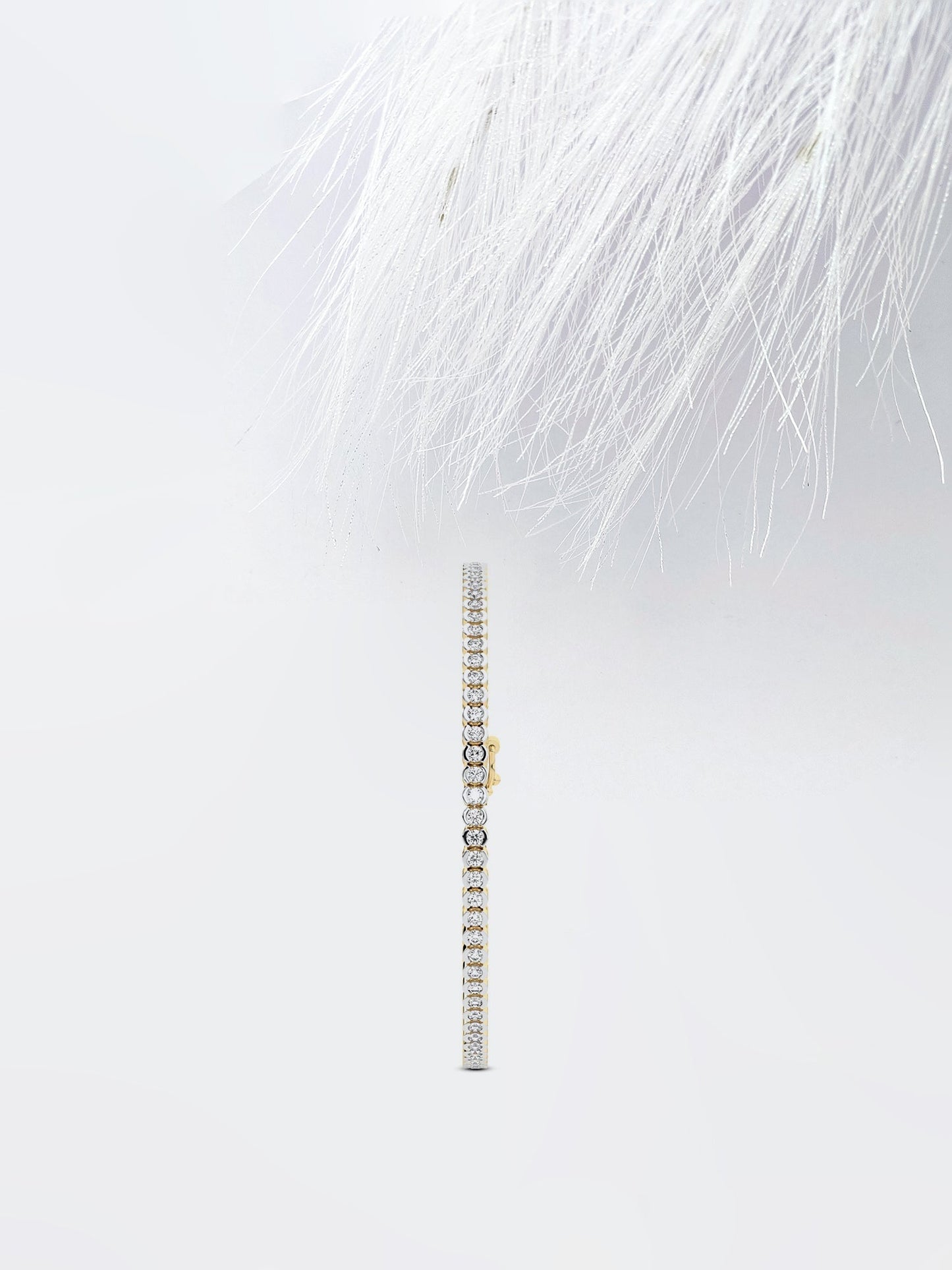 half bezel round moissanite diamond tennis bracelet 14k white gold