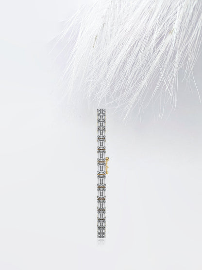 Emerald Cut Moissanite Diamond Tennis Bracelet 14K Solid White Gold