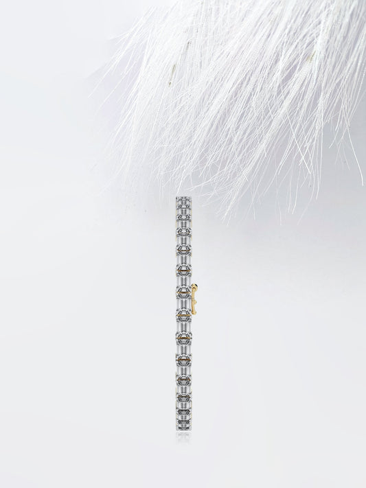 Emerald Cut Moissanite Diamond Tennis Bracelet 14K Solid White Gold