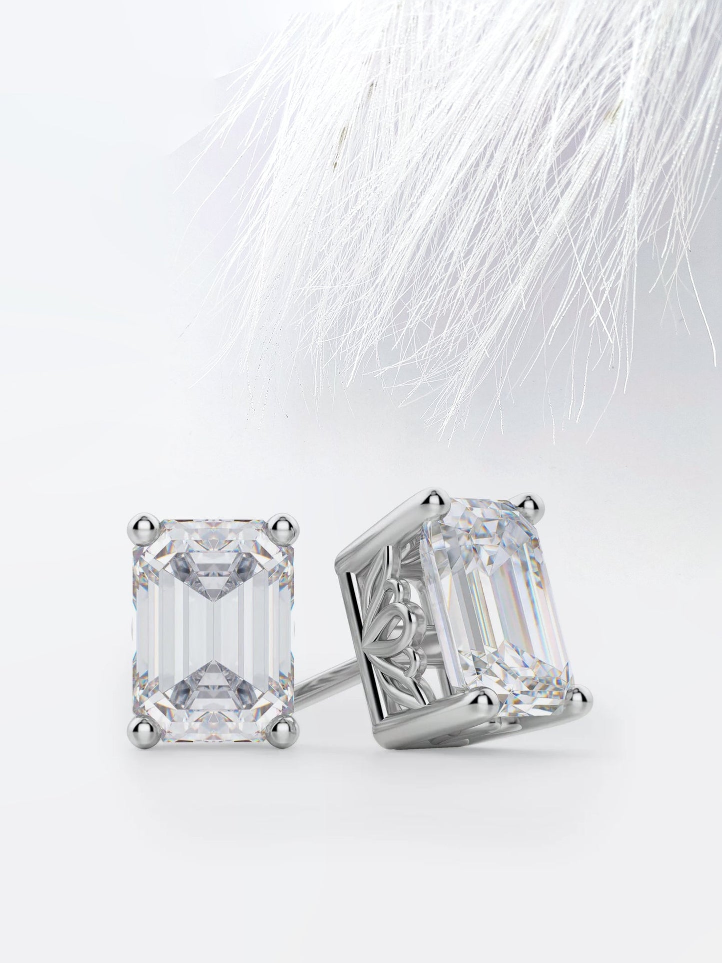 emerald cut moissanite diamond studs earrings for women