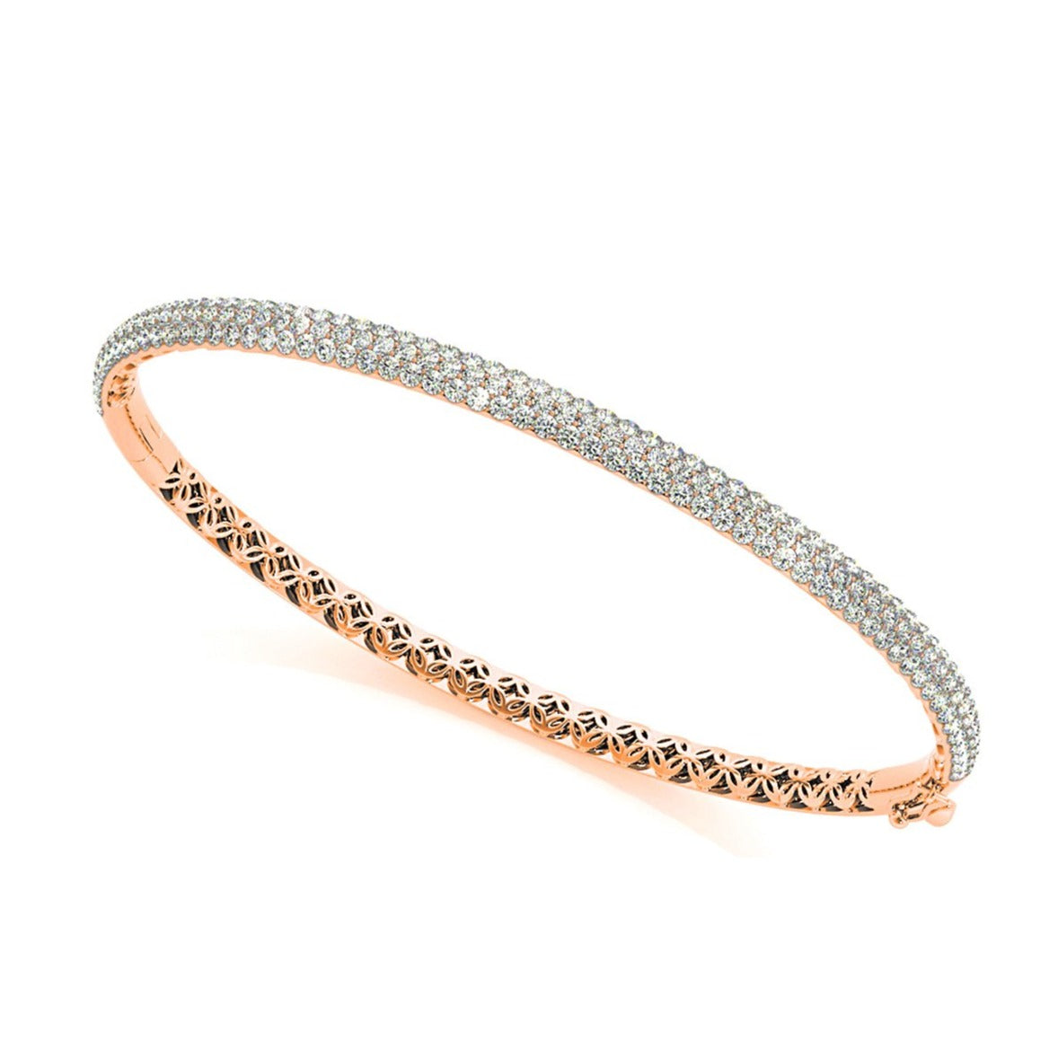 three row 2.63 ctw round diamond bracelet pave set for women