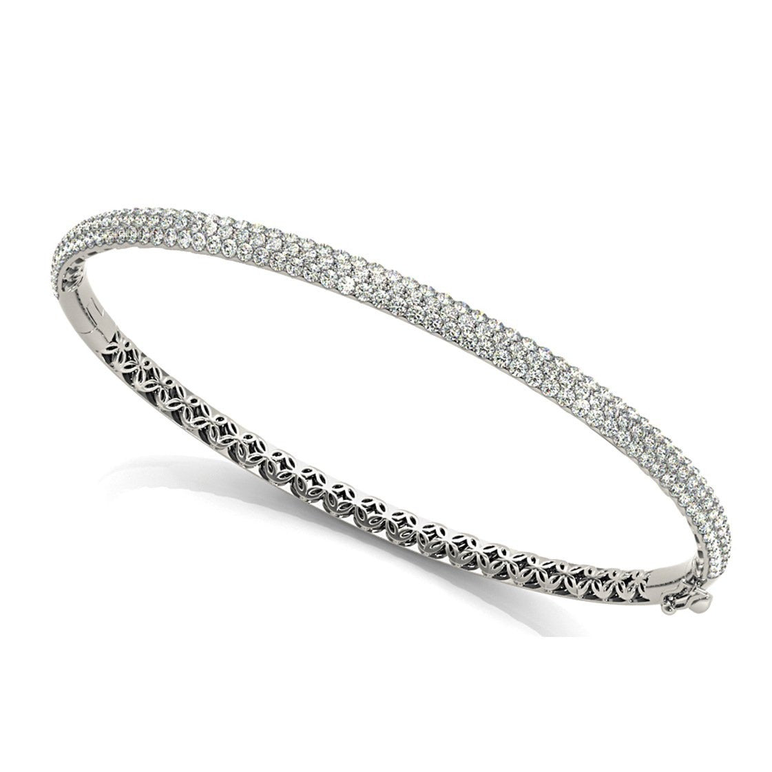 three row 2.63 ctw round diamond bracelet pave set for women