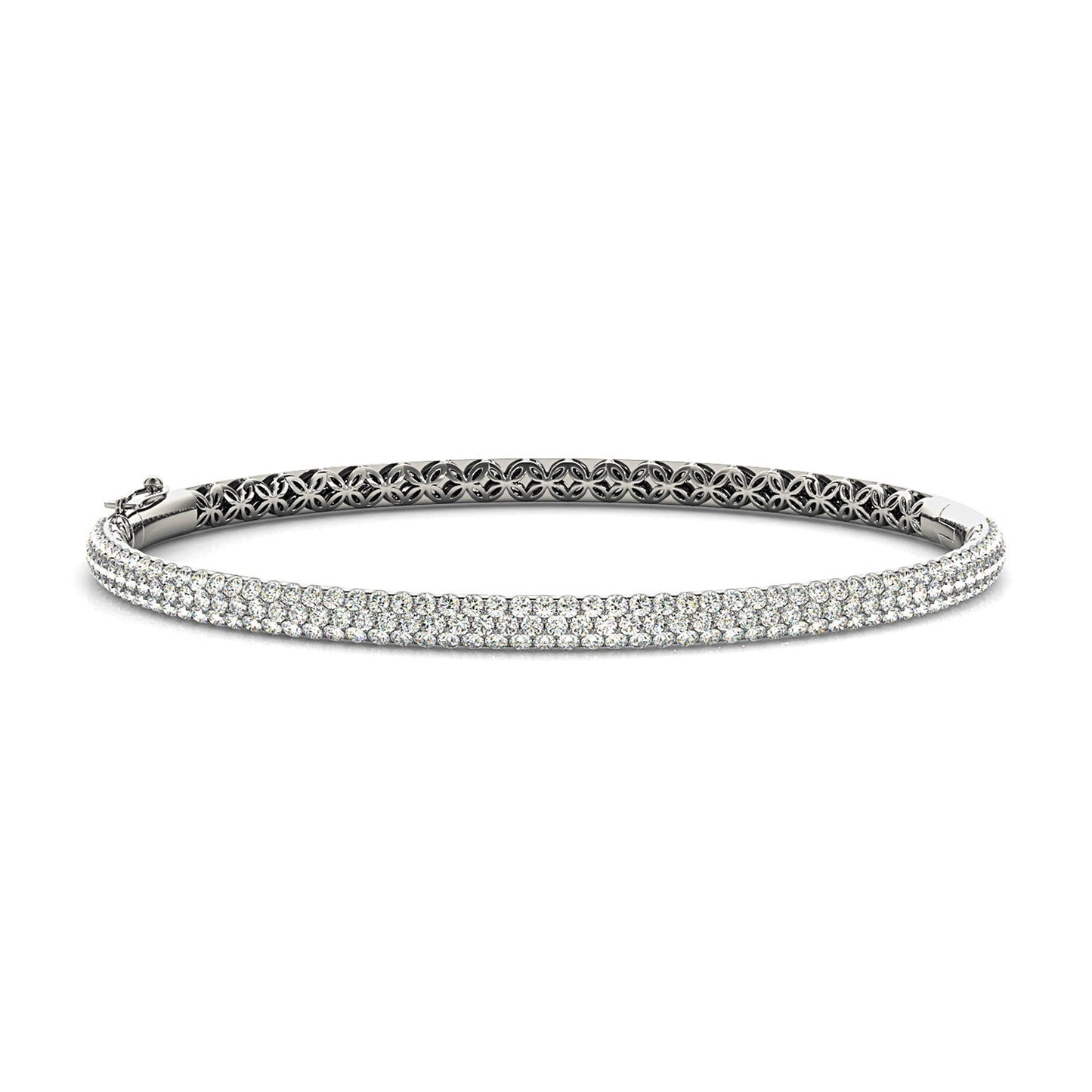 three row 2.63 ctw round diamond bracelet pave set for women