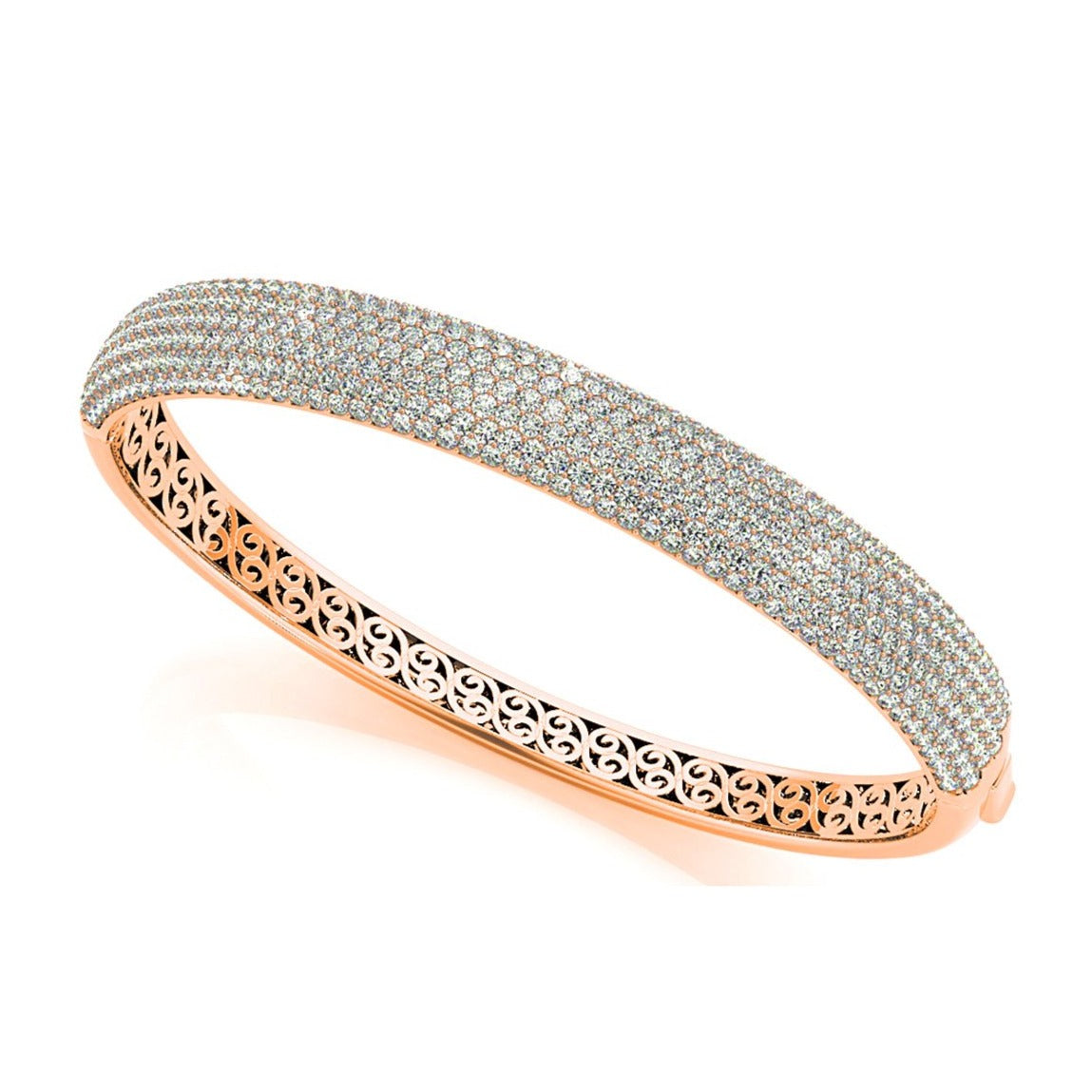 6.75 ctw multi row diamond pave set bangle bracelet for women