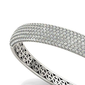 6.75 ctw multi row diamond pave set bangle bracelet for women
