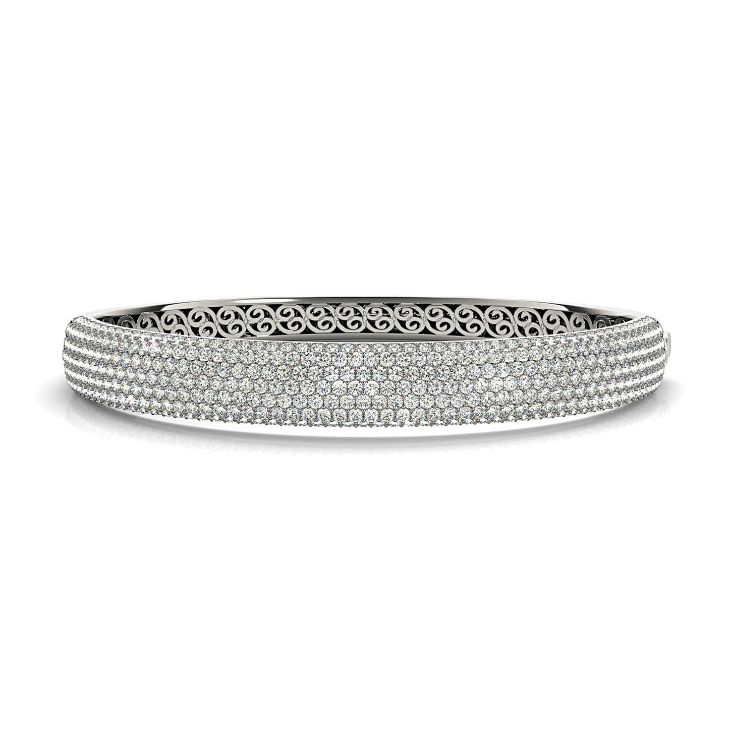 6.75 ctw multi row diamond pave set bangle bracelet for women