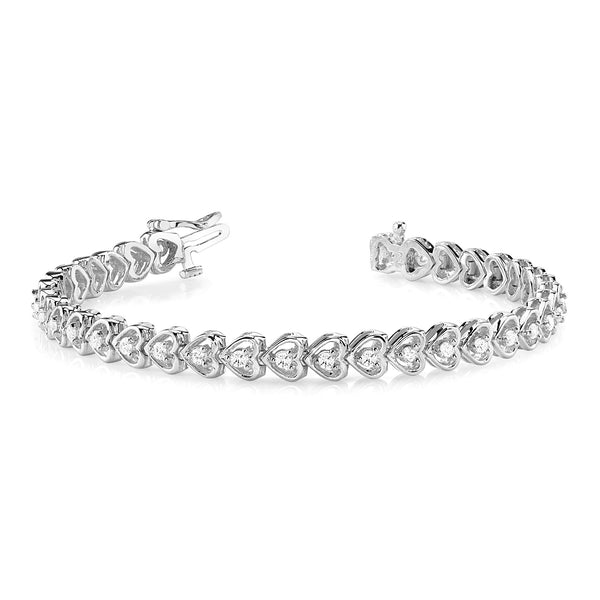 Hearth Shape Round Moissanite Line Tennis Bracelet for Women