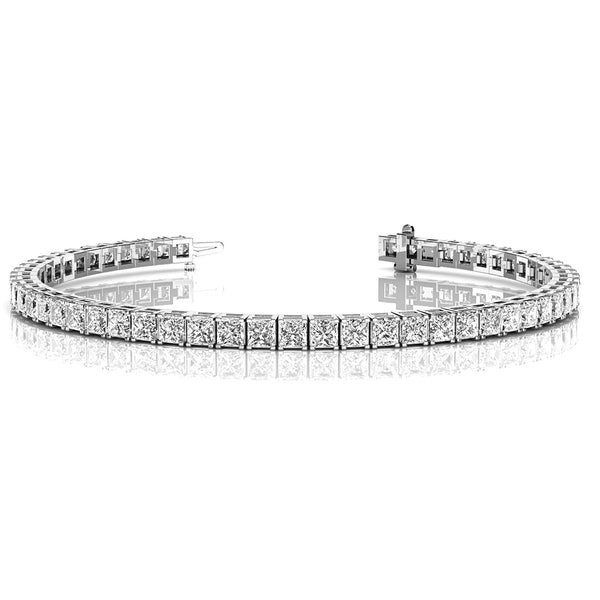 10.0 ctw Princess Cut Diamond Tennis Bracelet With Modern Square Prongs for Women