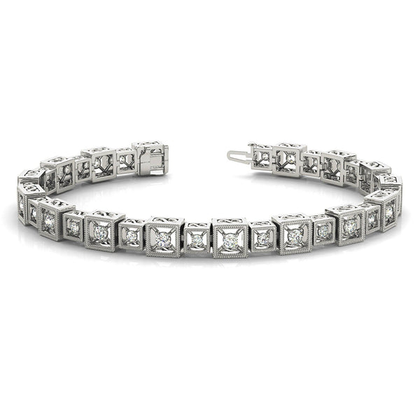Vintage 2.0 ctw Round Diamond Tennis Bracelet Milgrain Prong Set for Women