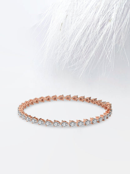 Pear Cut Moissanite Diamond Tennis Bracelet in 18K Solid Gold