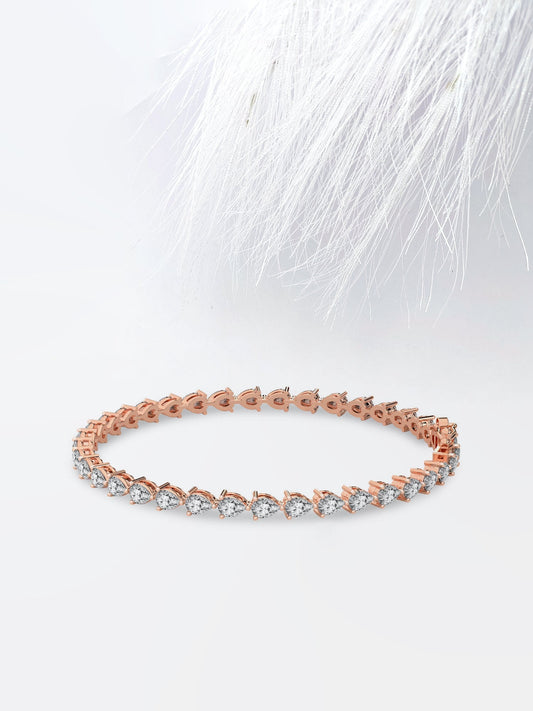 Pear Cut Moissanite Diamond Tennis Bracelet in 18K Solid Gold