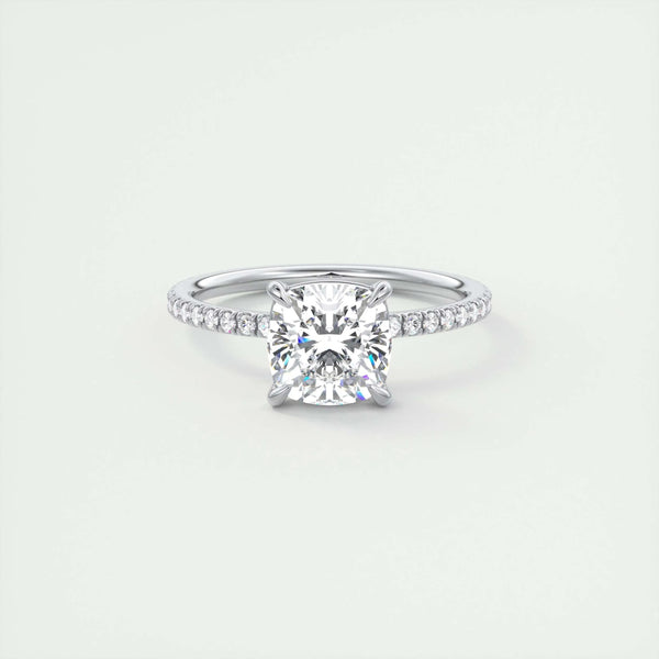 2 CT Cushion Pave CVD F/VS1 Diamond Engagement Ring