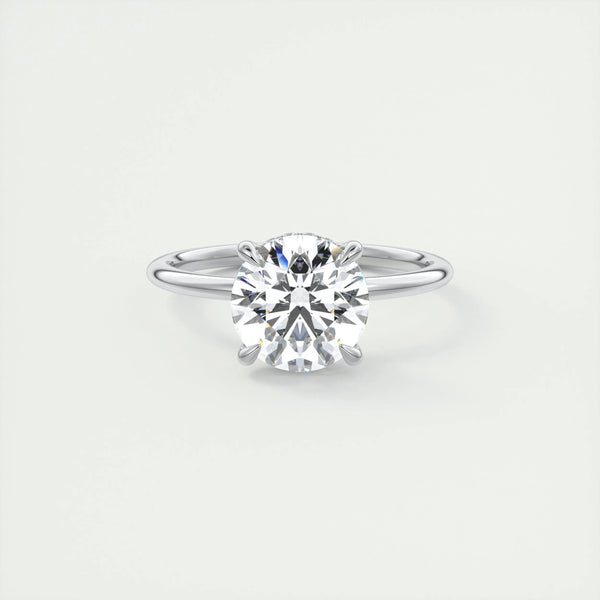 2 CT Round Hidden Halo CVD F/VS1 Diamond Engagement Ring