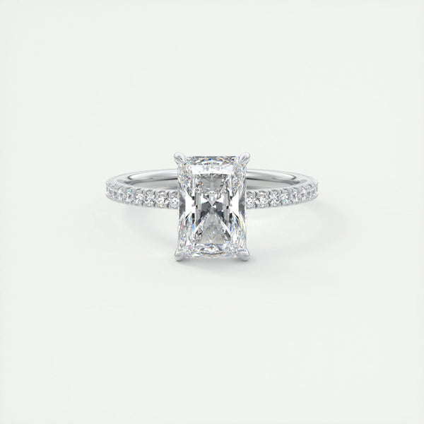 2 CT Radiant Pave CVD F/VS1 Diamond Engagement Ring