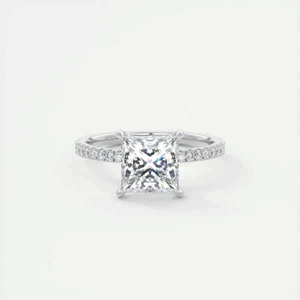 2 CT Princess Pave CVD F/VS1 Diamond Engagement Ring