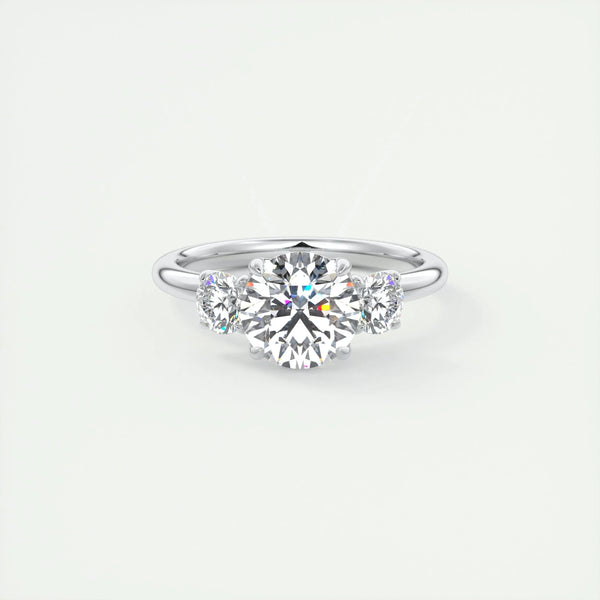 1.5 CT Round 3 Stones CVD F/VS1 Diamond Engagement Ring