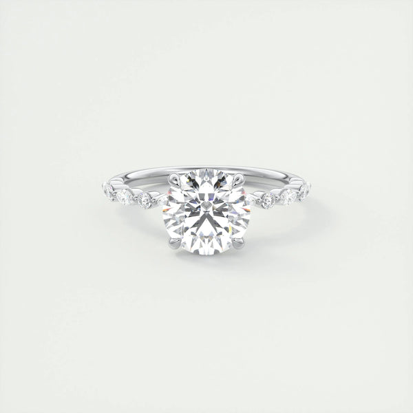 2 CT Round Pave CVD F/VS1 Diamond Engagement Ring