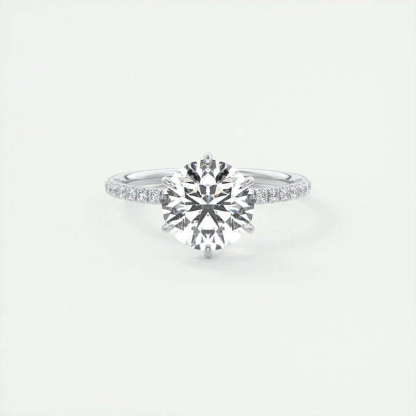 2 CT Round Pave CVD F/VS1 Diamond Engagement Ring