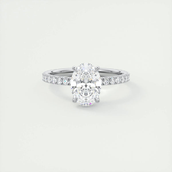 1.5 CT Oval Pave CVD F/VS1 Diamond Engagement Ring