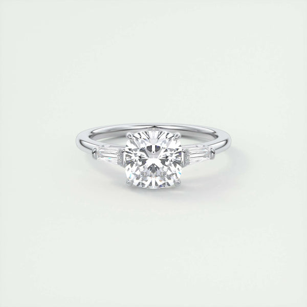 2 CT Cushion Three Stone CVD F/VS1 Diamond Engagement Ring