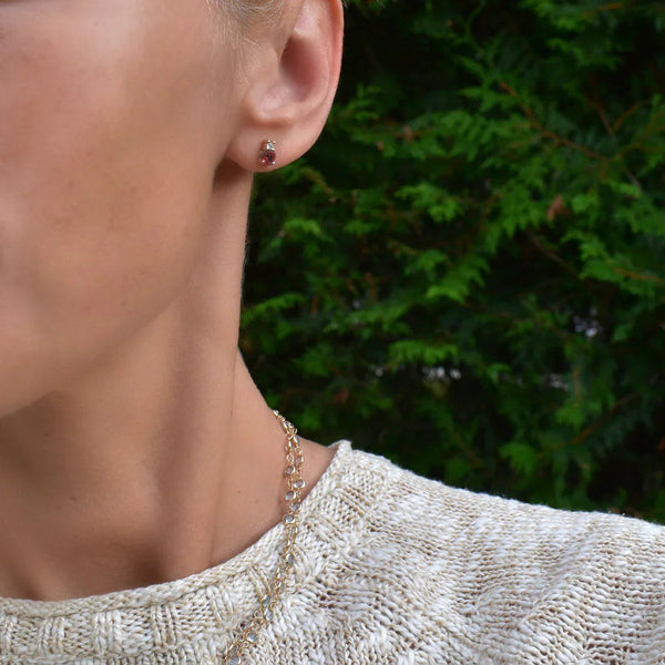 1.30CT Baguette Garnet Diamond January Birthstone Earrings