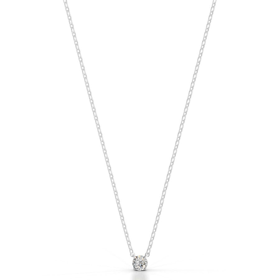 britney 0.3 ct round solitaire  lab grown diamond pendant - 14k white gold (rts)