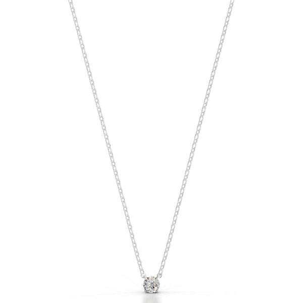 Britney 0.3 CT Round Solitaire  Lab Grown Diamond Pendant - 14K White Gold (RTS)