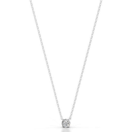 Britney 0.5 CT Round Solitaire  Lab Grown Diamond Pendant - 14K White Gold (RTS)