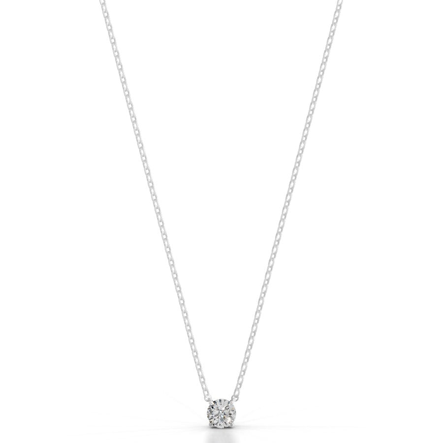 britney 0.5 ct round solitaire  lab grown diamond pendant - 14k white gold (rts)