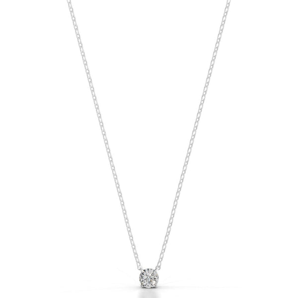 Britney 0.5 CT Round Solitaire  Lab Grown Diamond Pendant - 14K White Gold (RTS)