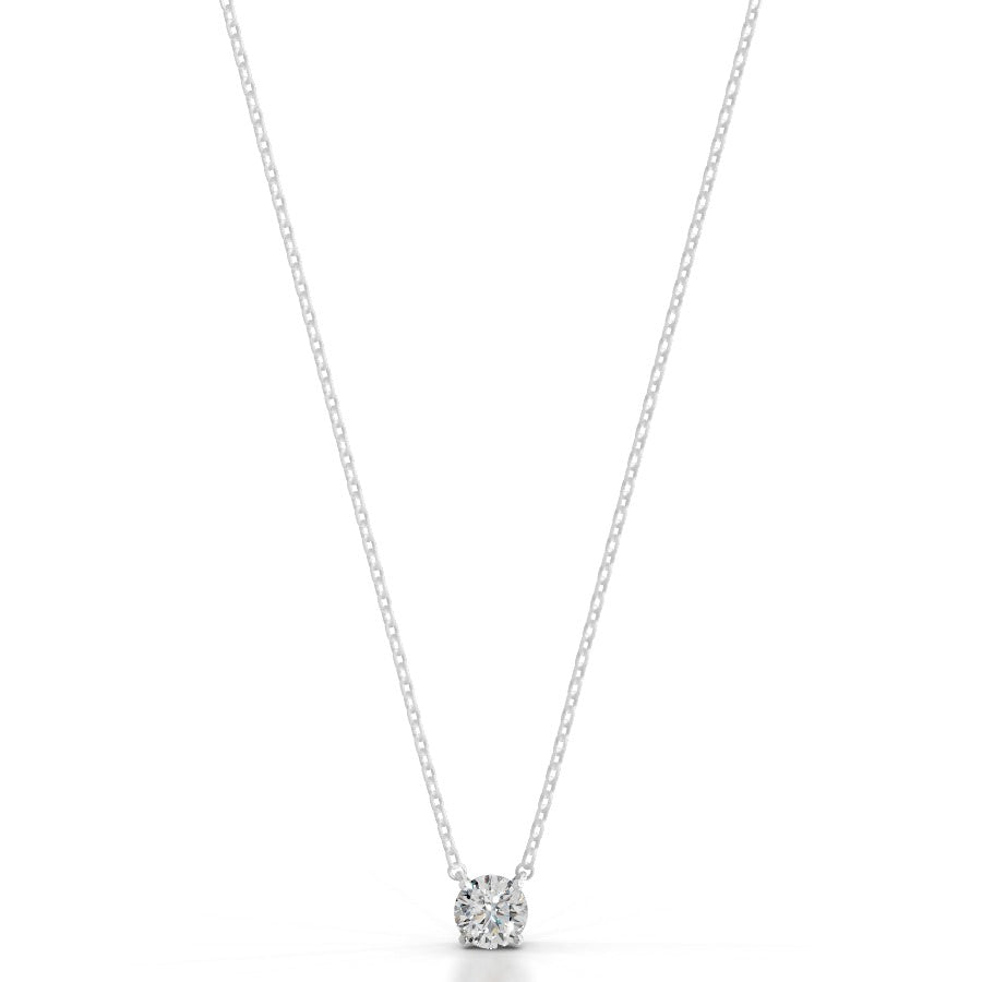 britney 0.75 ct round solitaire  lab grown diamond pendant - 14k white gold (rts)